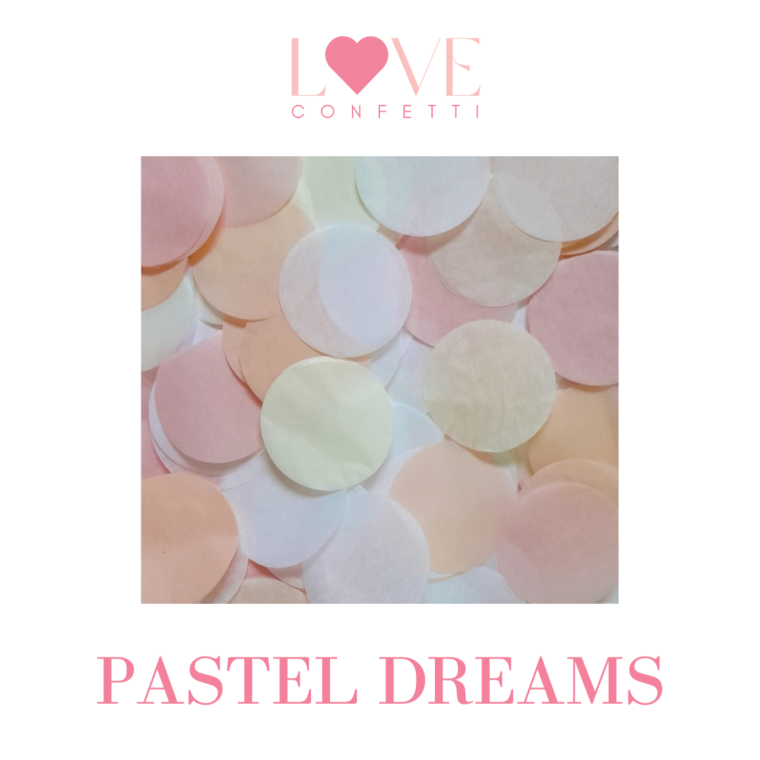Biodegradable wedding confetti Peach, Cream, White and Pink Large Tissue Paper Confetti Circles.
