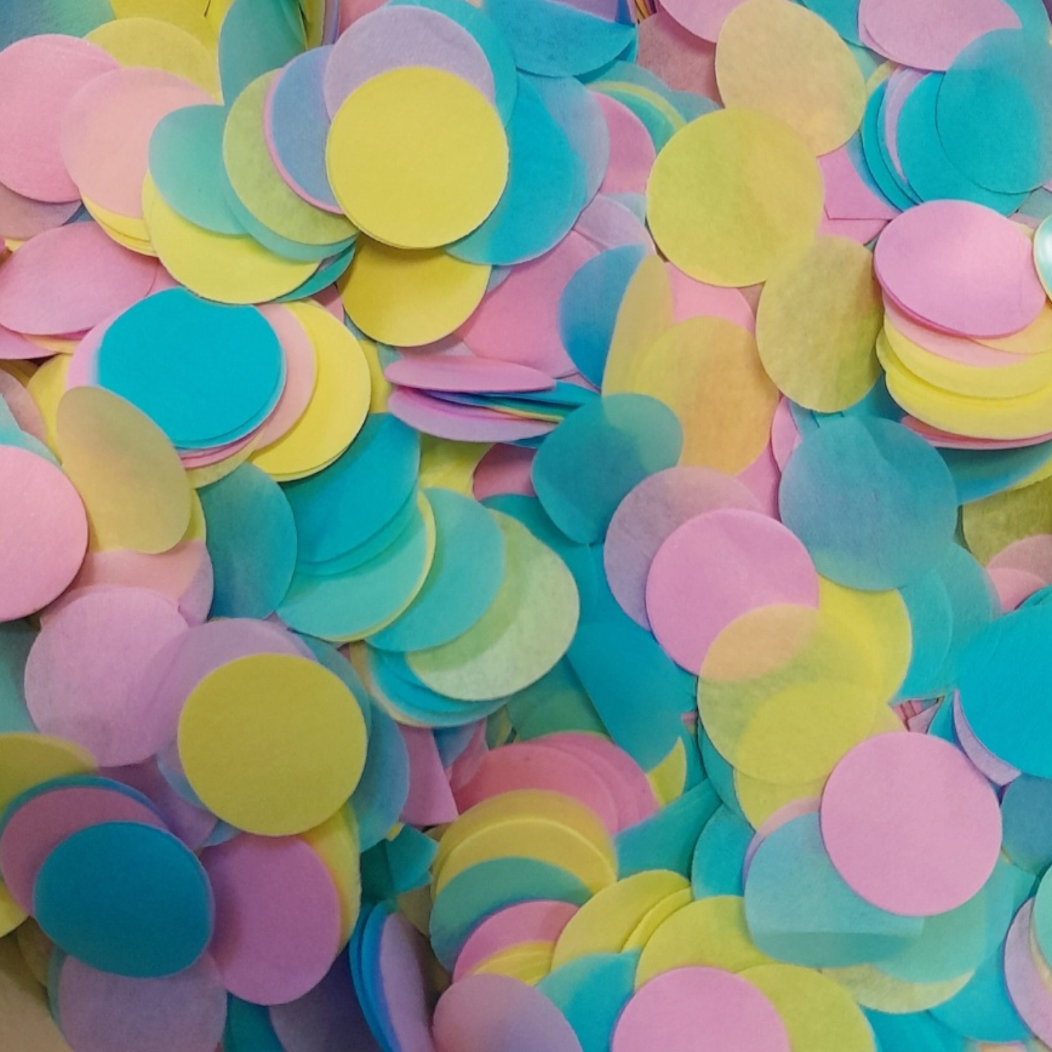 Biodegradable wedding confetti Pink, Yellow & Blue Tissue Paper Confetti Circles