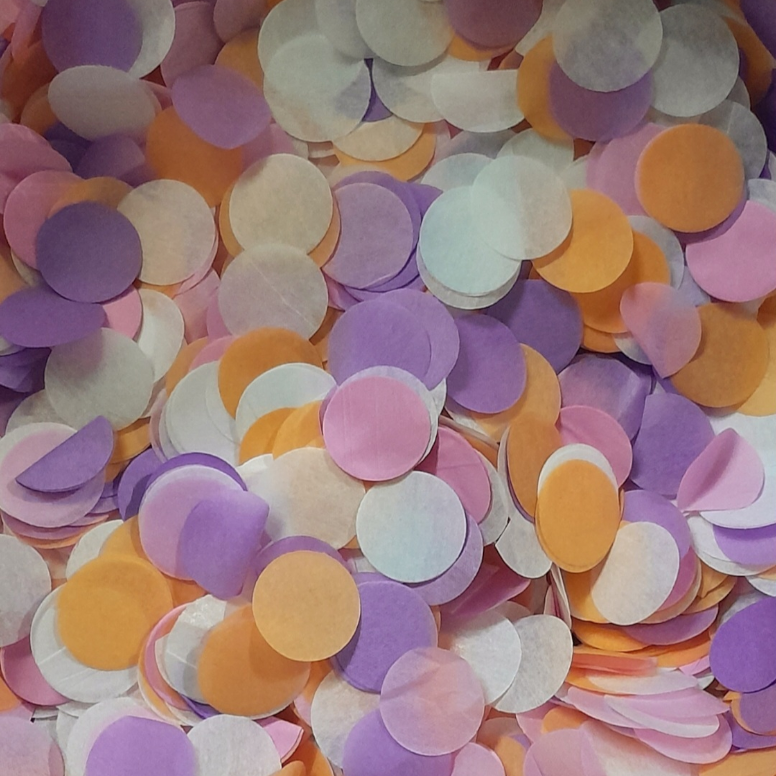 Biodegradable wedding confetti Pink, White, Peach & purple Tissue Paper Confetti Circles.