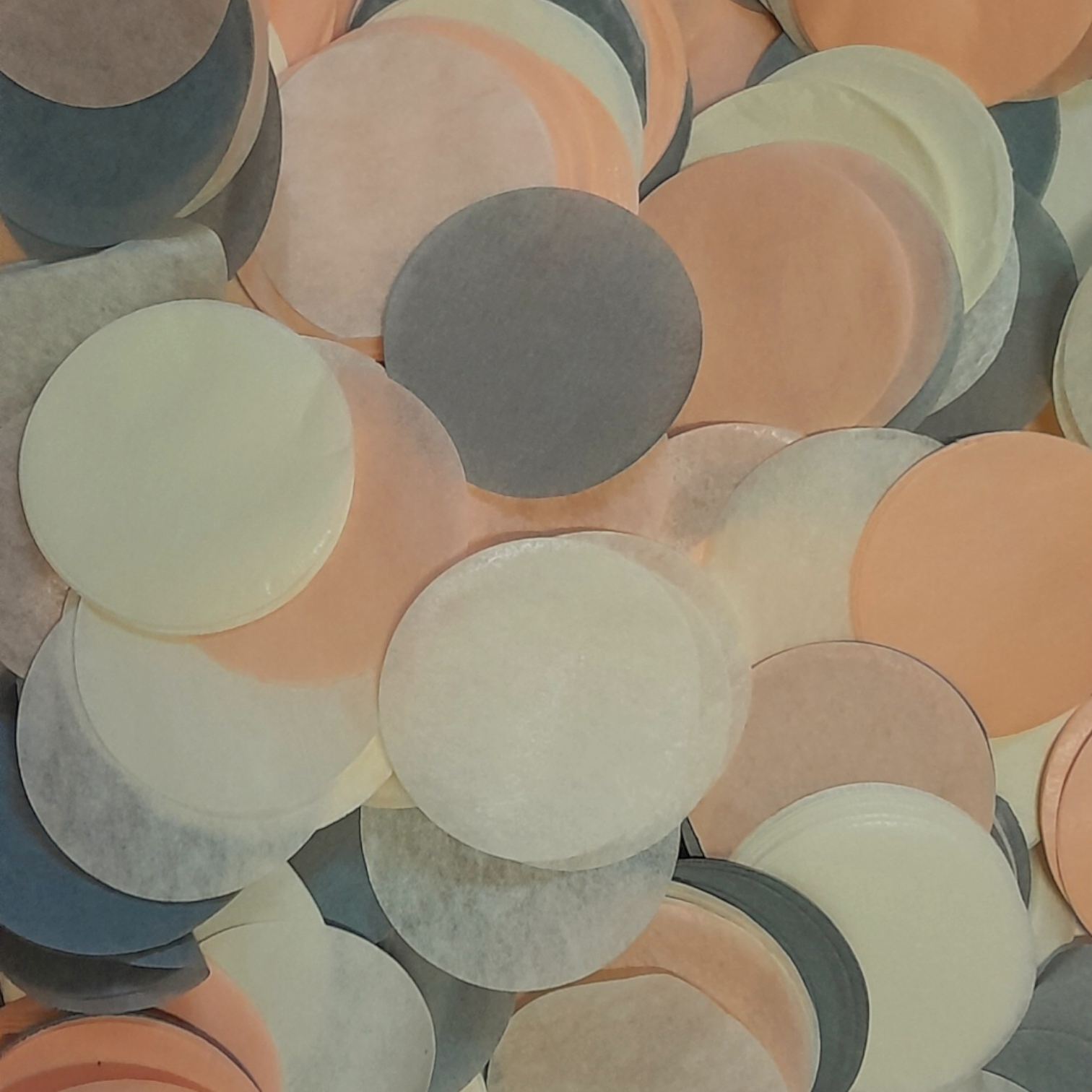 Biodegradable wedding confetti Peach, Cream & Grey Large Tissue Paper Confetti Circles