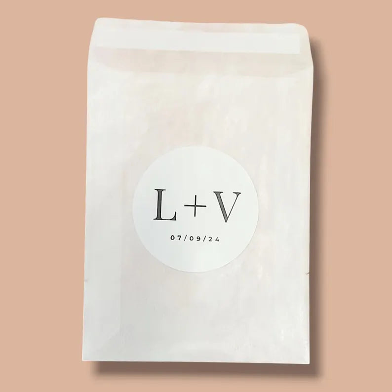 Personalised Biodegradable Wedding Confetti Bags & Sticker Set