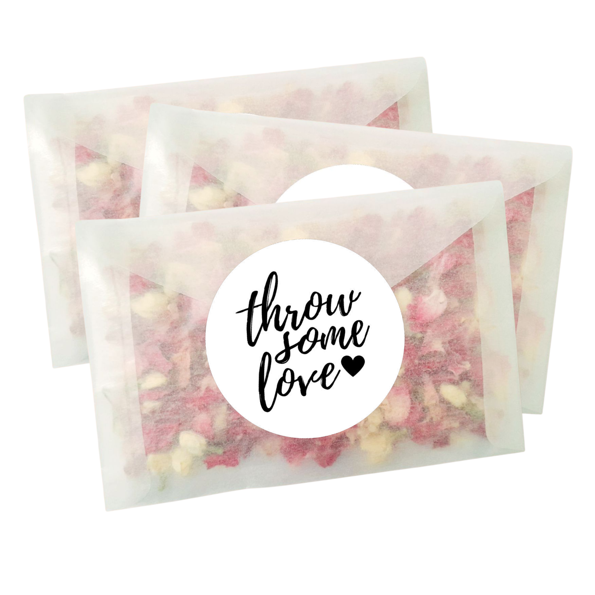 Biodegradable Wedding Confetti Bag (Throw Some Love) Sticker Set