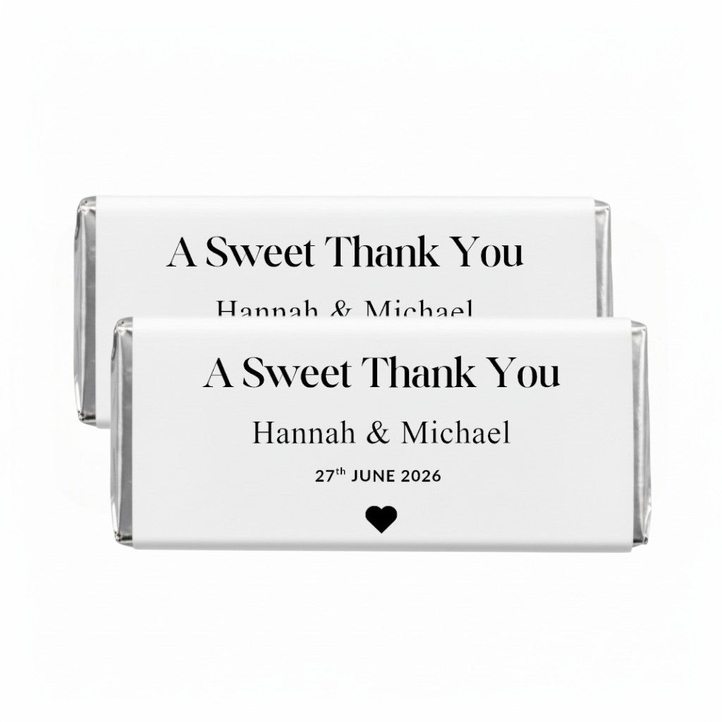 Personalised Wedding Favour (A Sweet Thank You) Chocolate Bar Wrappers