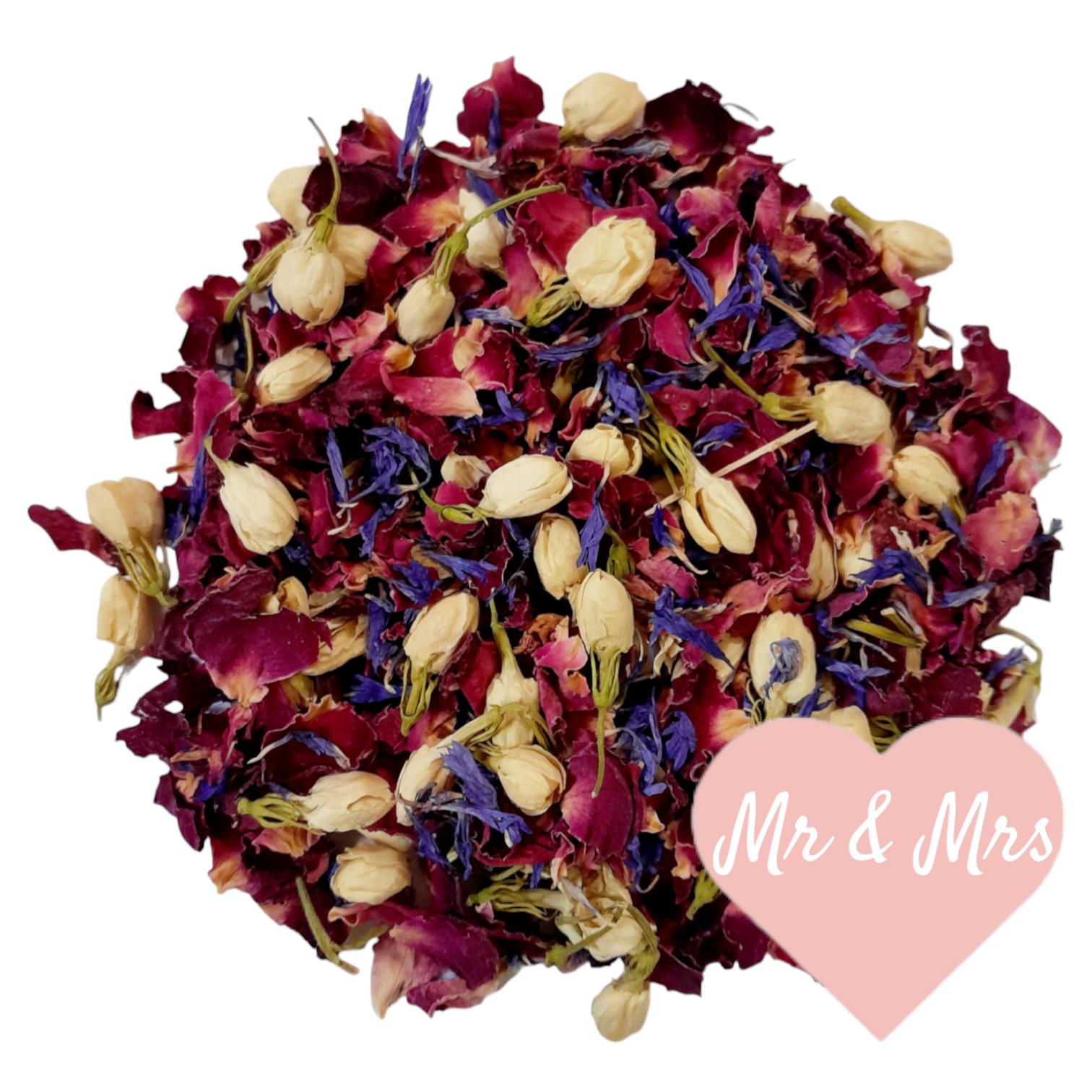 biodegradable flower petal wedding confetti dried rose petals jasmine buds and blue cornflower