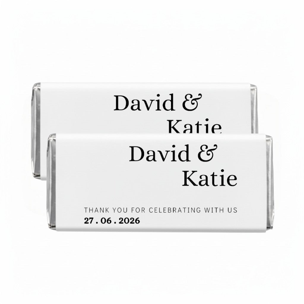 Personalised Wedding Favour (Celebrating With Us) Chocolate Bar Wrappers