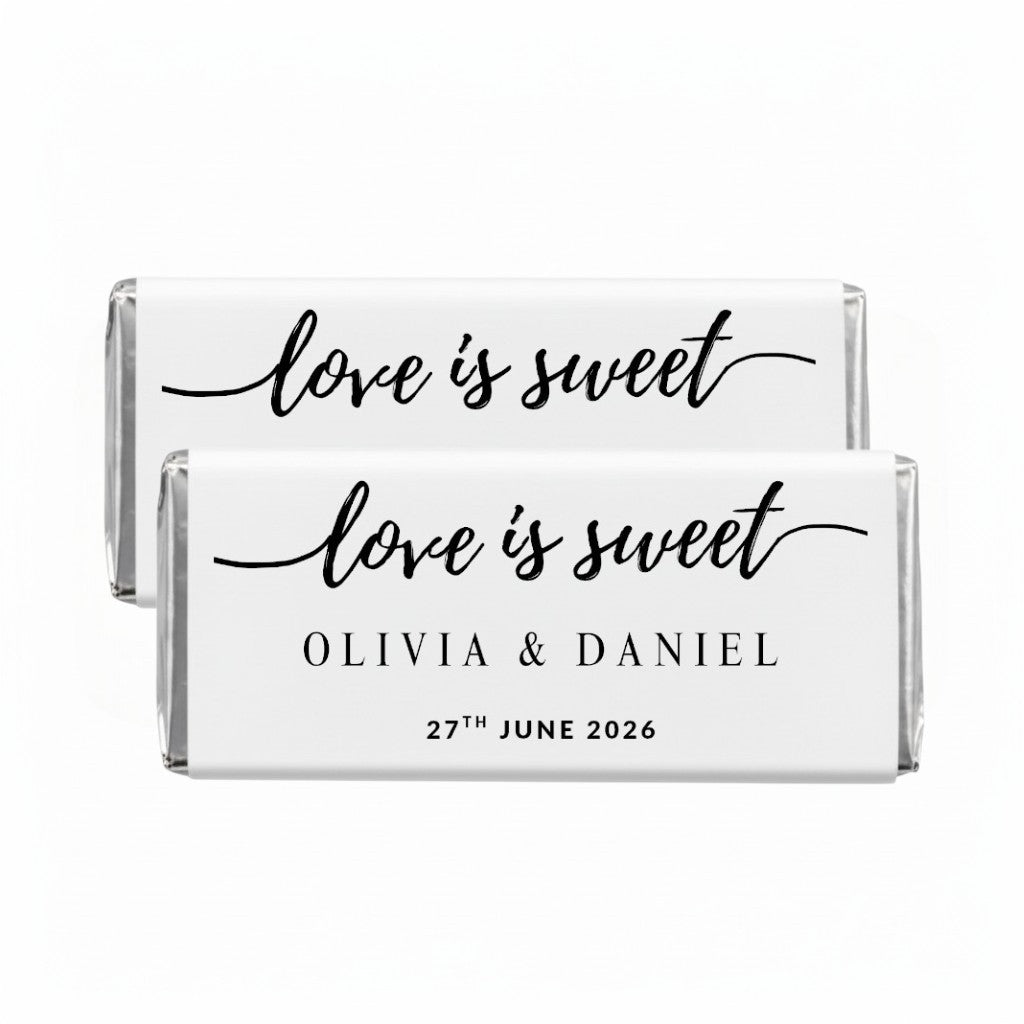 Personalised Wedding Favour (Love Is Sweet) Chocolate Bar Wrappers