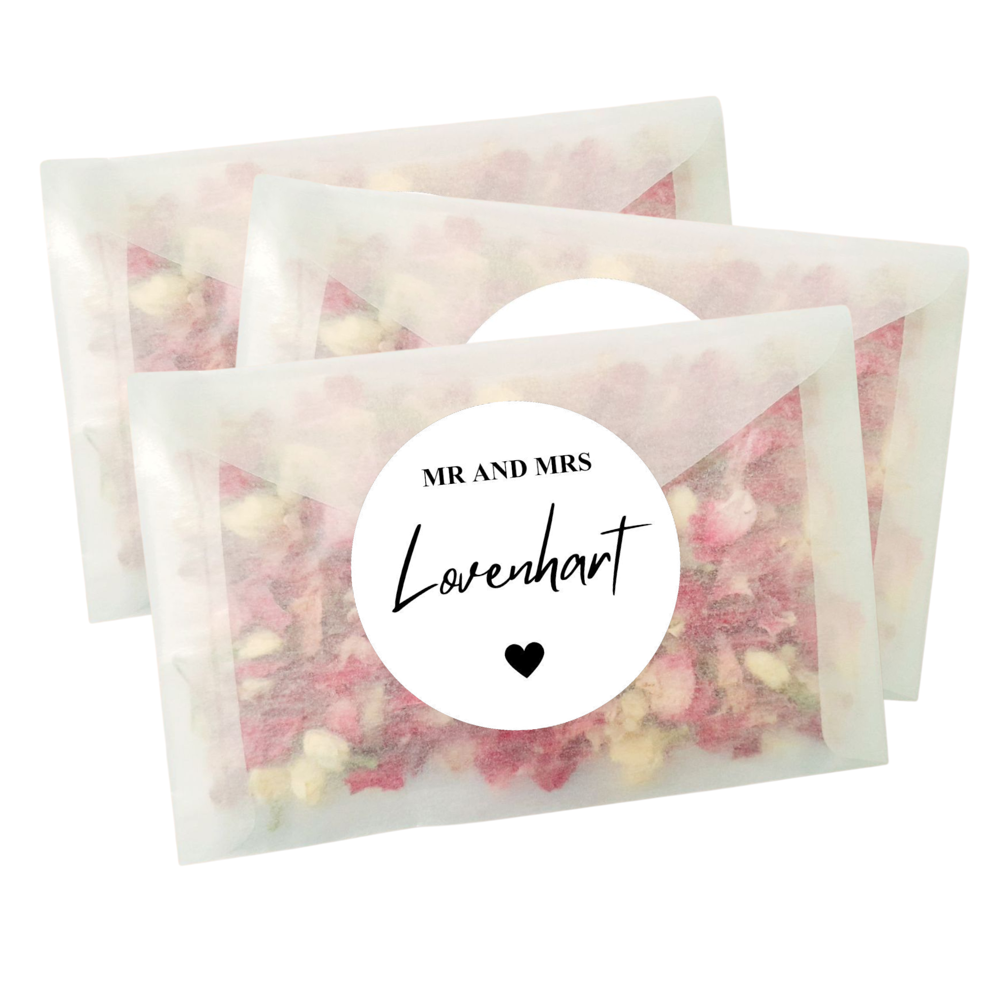 Personalised Wedding Confetti Bags (Mr and Mrs) Sticker Set