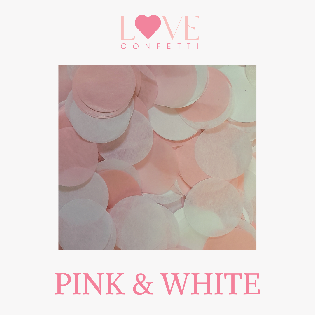 Biodegradable wedding confetti pastel pink and white large tissue paper confetti circles