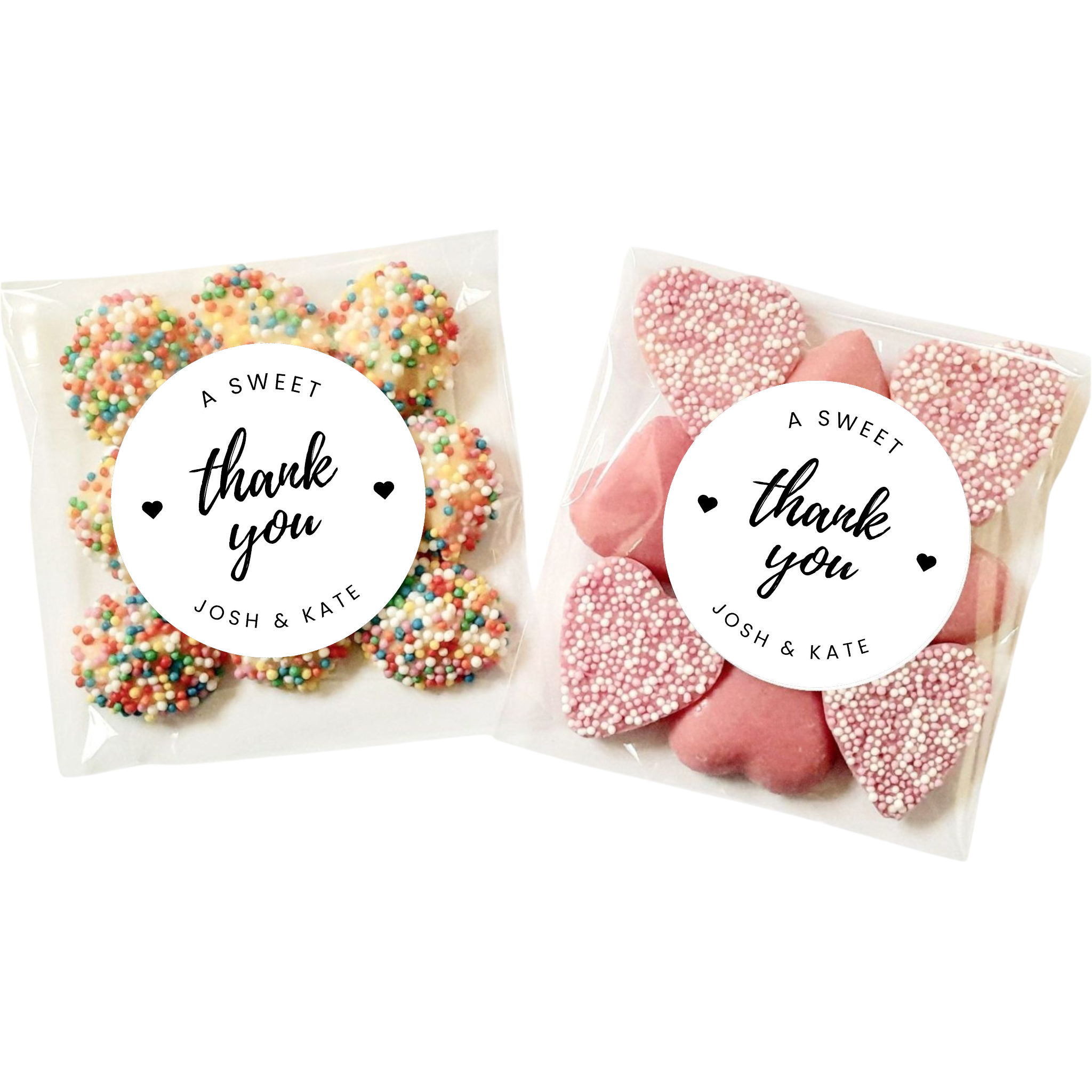 Personalised Wedding Favour lolly Bags (A Sweet Thank You) Sticker Set