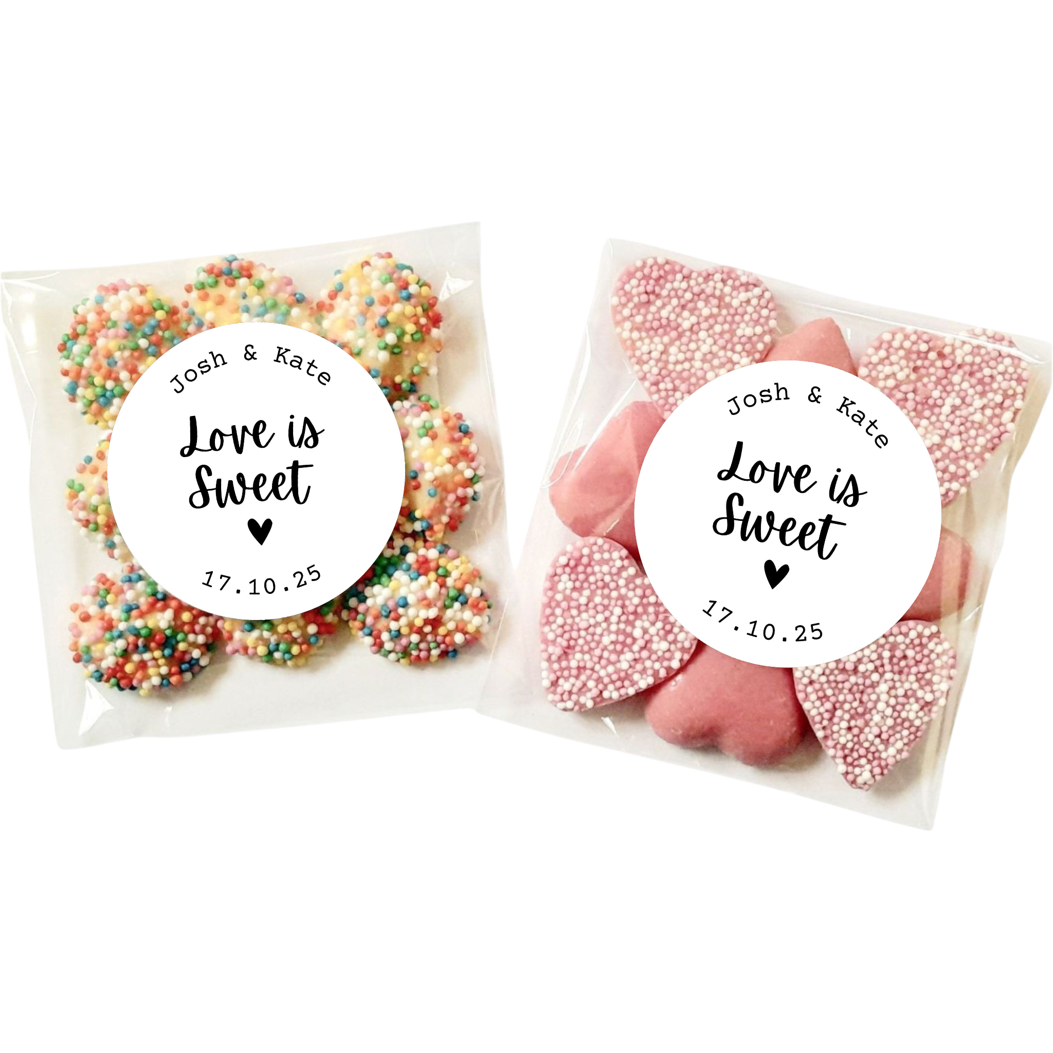 Personalised Wedding Favour lolly Bags (Love Is Sweet) Sticker Set