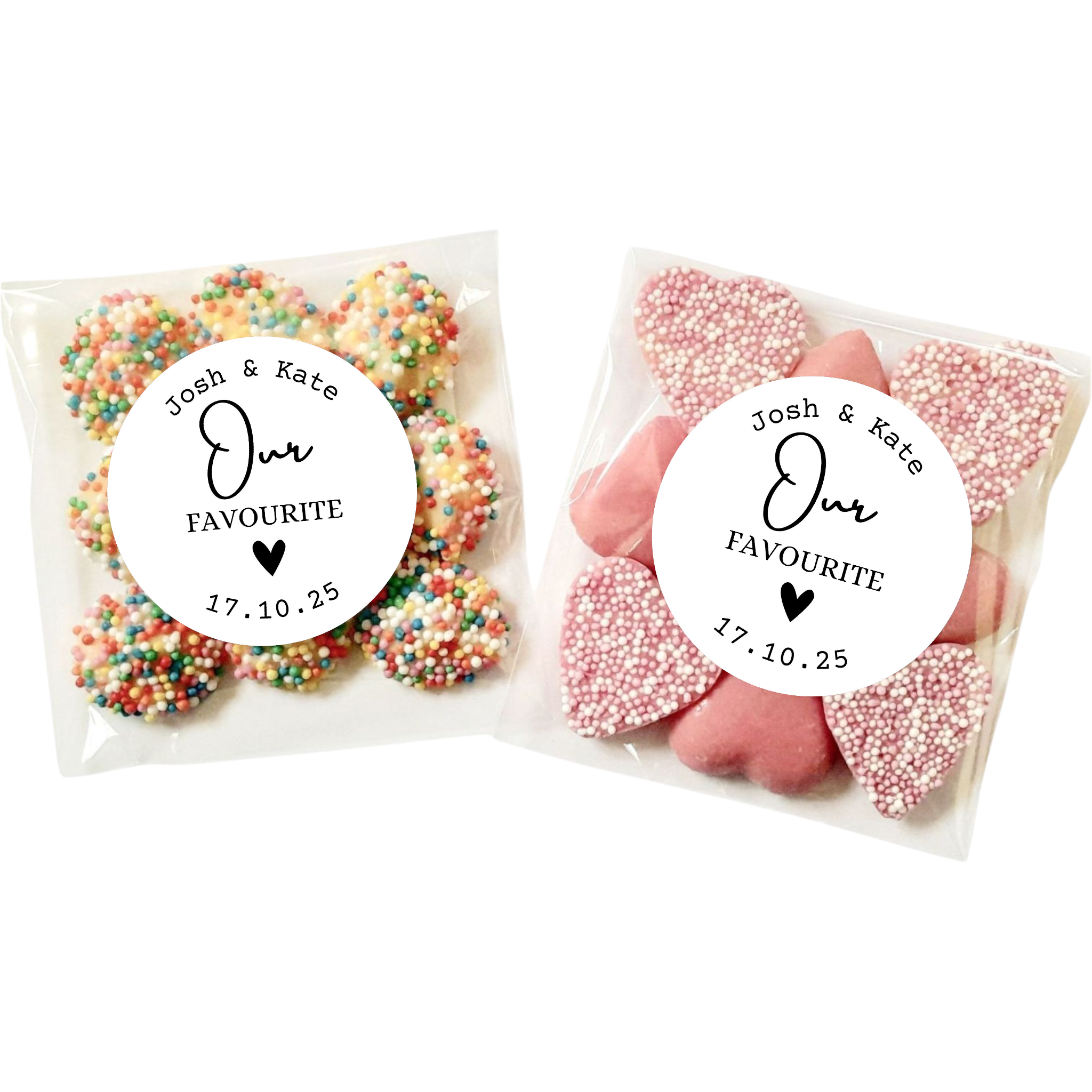 Personalised Wedding Favour lolly Bags (Our Favourite) Sticker Set
