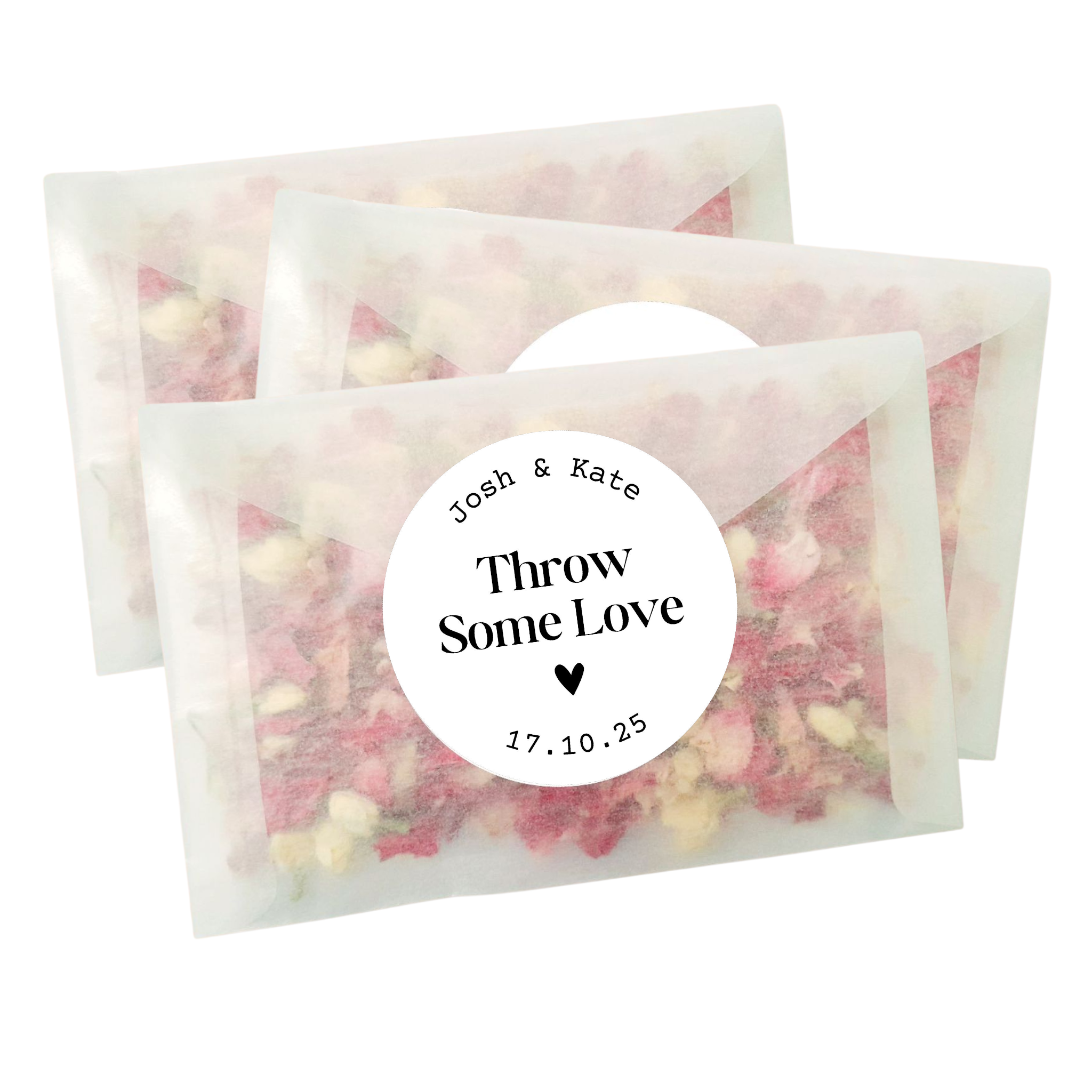 Personalised Wedding Confetti Bags (Throw Some Love) Sticker Set
