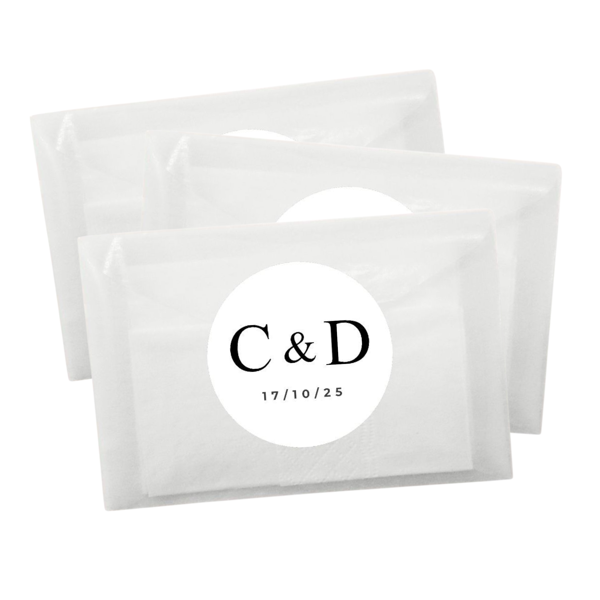 Personalised Wedding Favour Tissue Packets (Initials & Date) Sticker Set