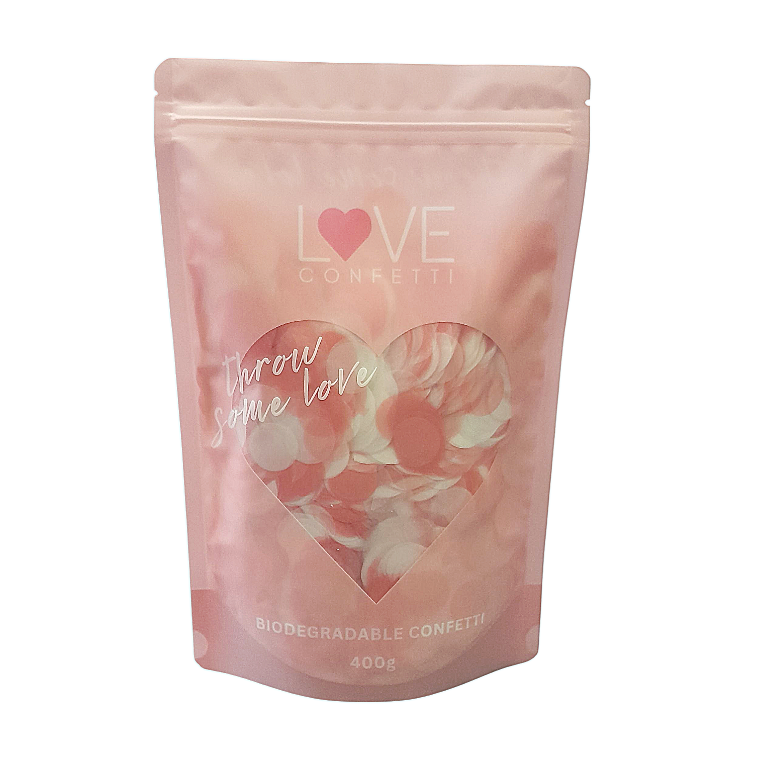 pink & white biodegradable confetti - water soluble rice paper confetti circles.