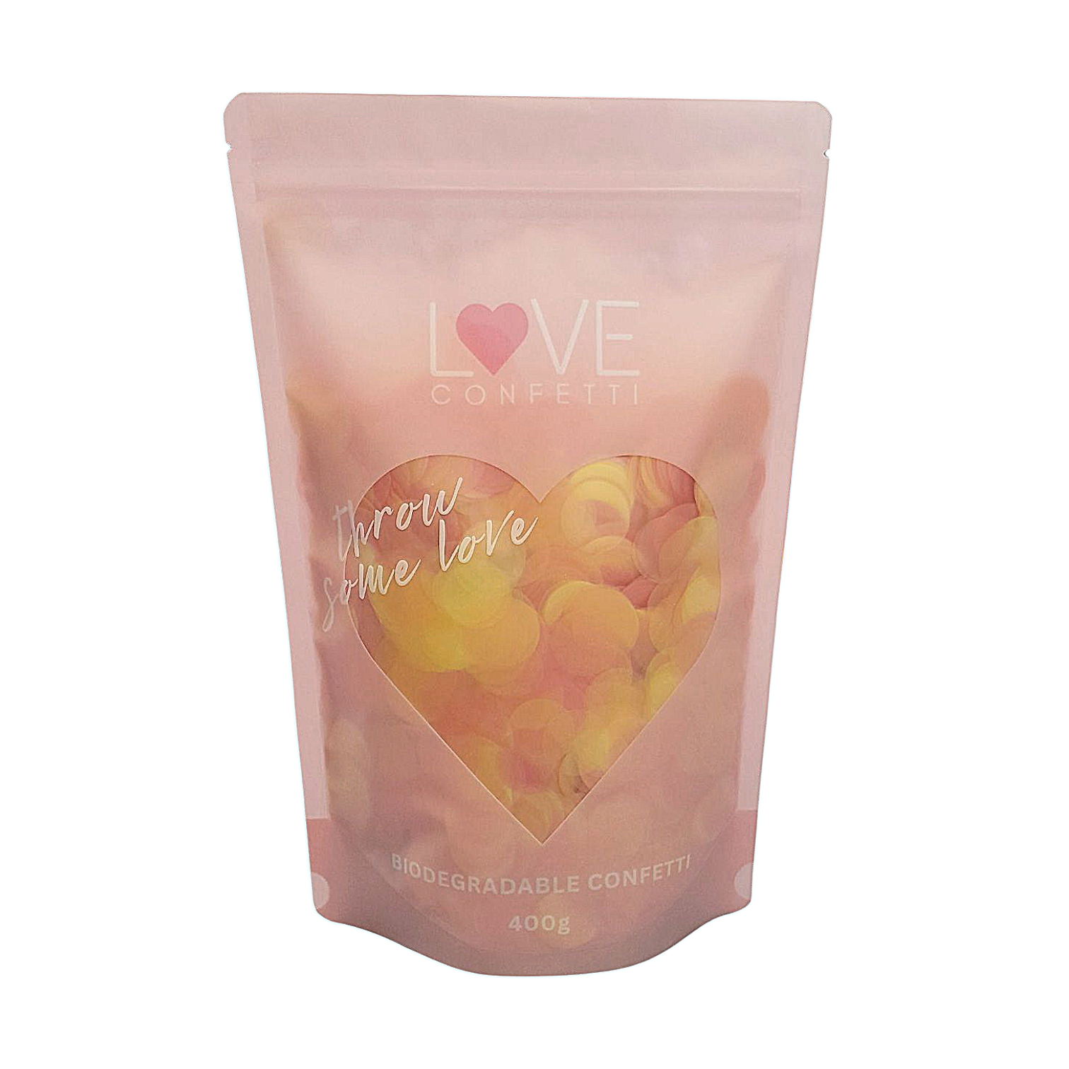 sunset (pink, yellow and orange) biodegradable confetti - water soluble rice paper confetti circles.