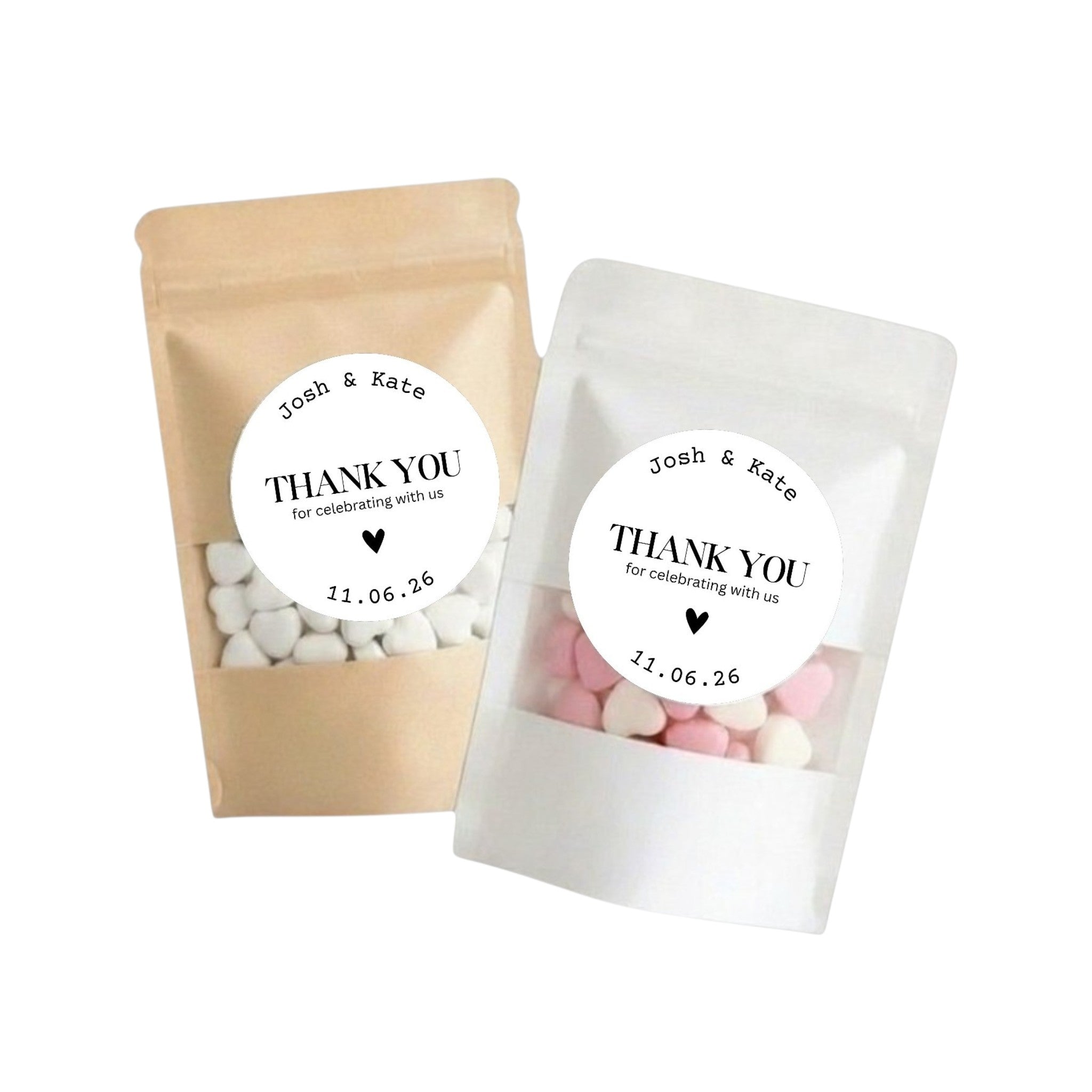 Wedding Favour Lolly Bags Personalised Thank You Stickers
