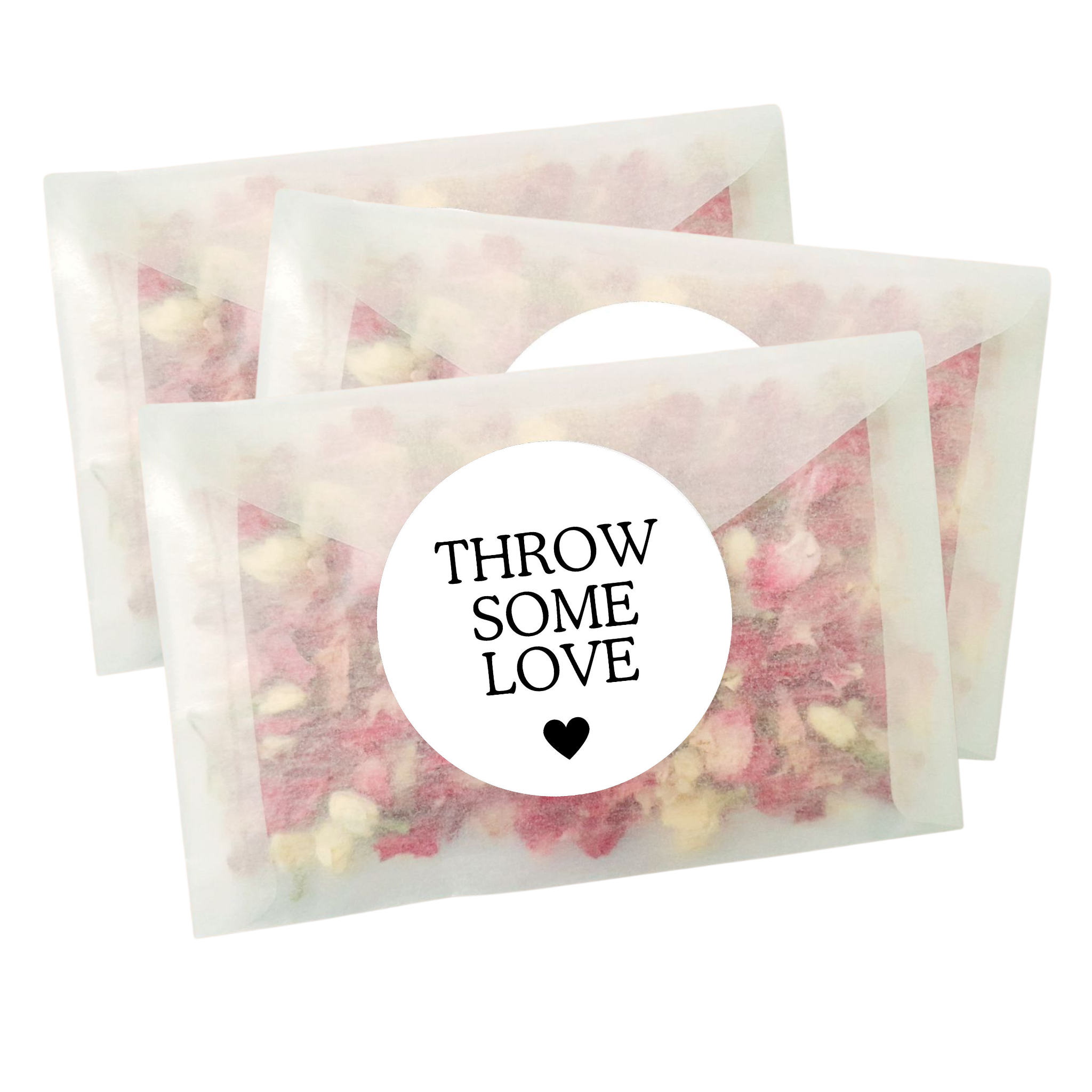 Biodegradable Wedding Confetti Bags (Throw Some Love) Sticker Set