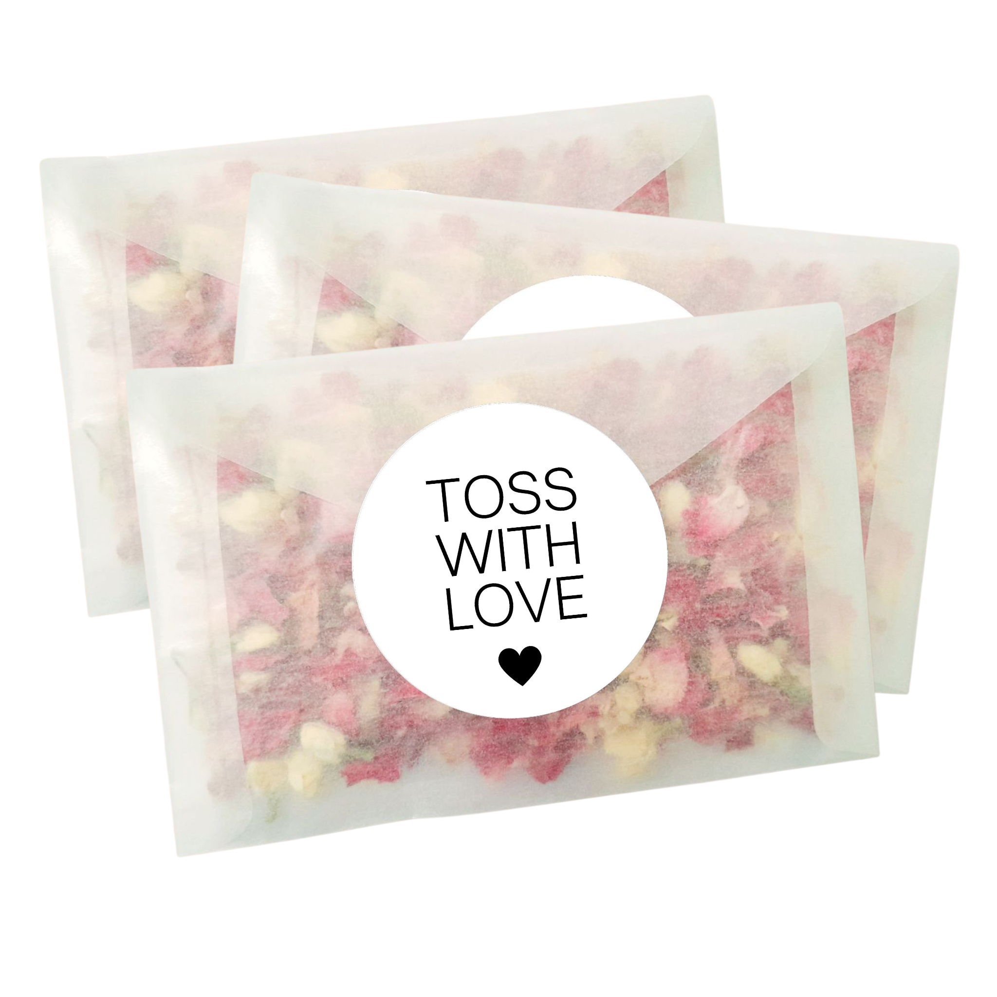 Biodegradable Wedding Confetti Bags (Toss With Love) Sticker Set