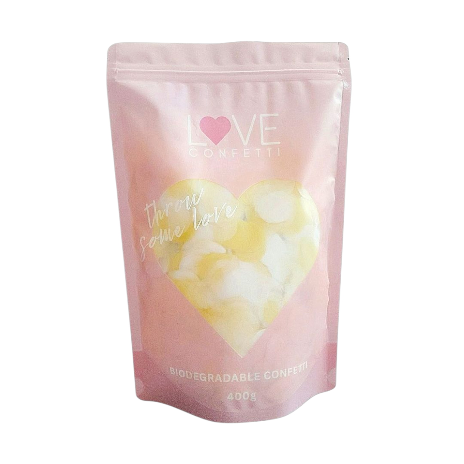 yellow & white dissolvable biodegradable confetti - water soluble rice paper confetti circles.