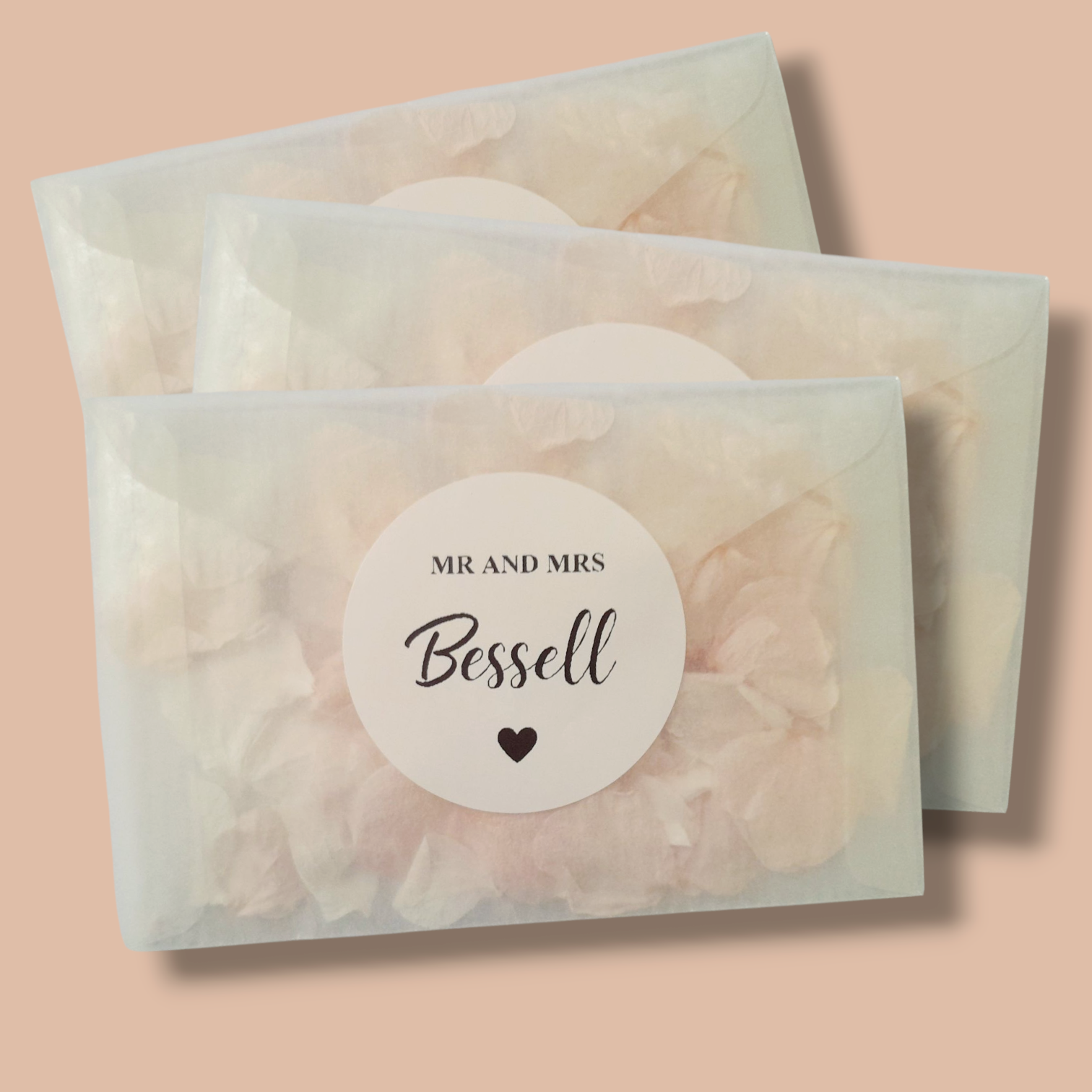Wedding Confetti Bags with personalised Stickers
