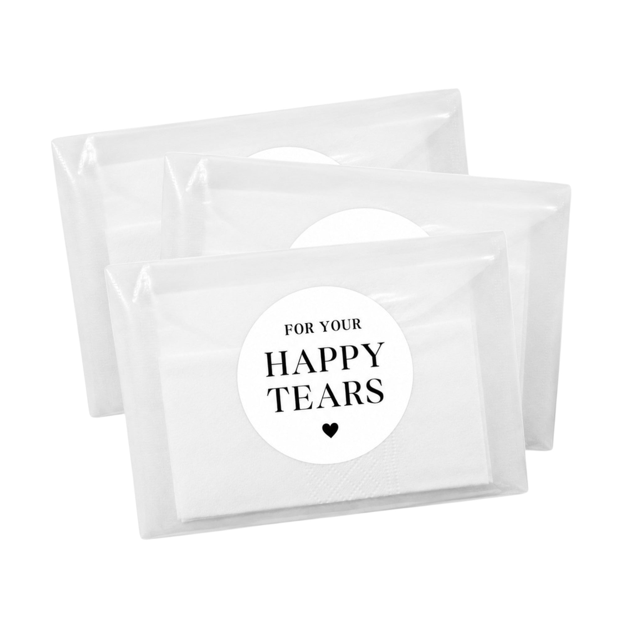 Wedding Tissue Packet Favour Gifts. For Your Happy Tears White Stickers.