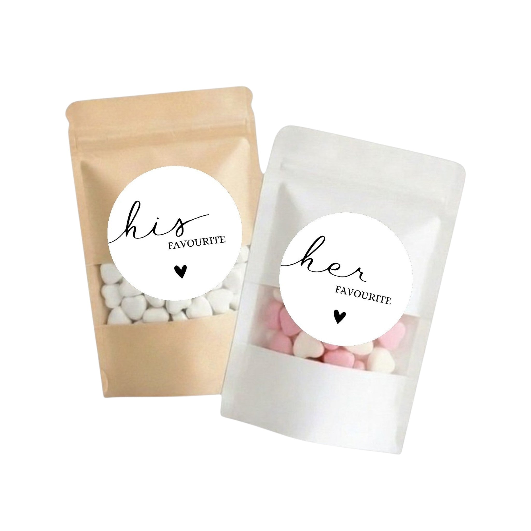 Wedding Favour Lolly Bags with his & her favourite Stickers