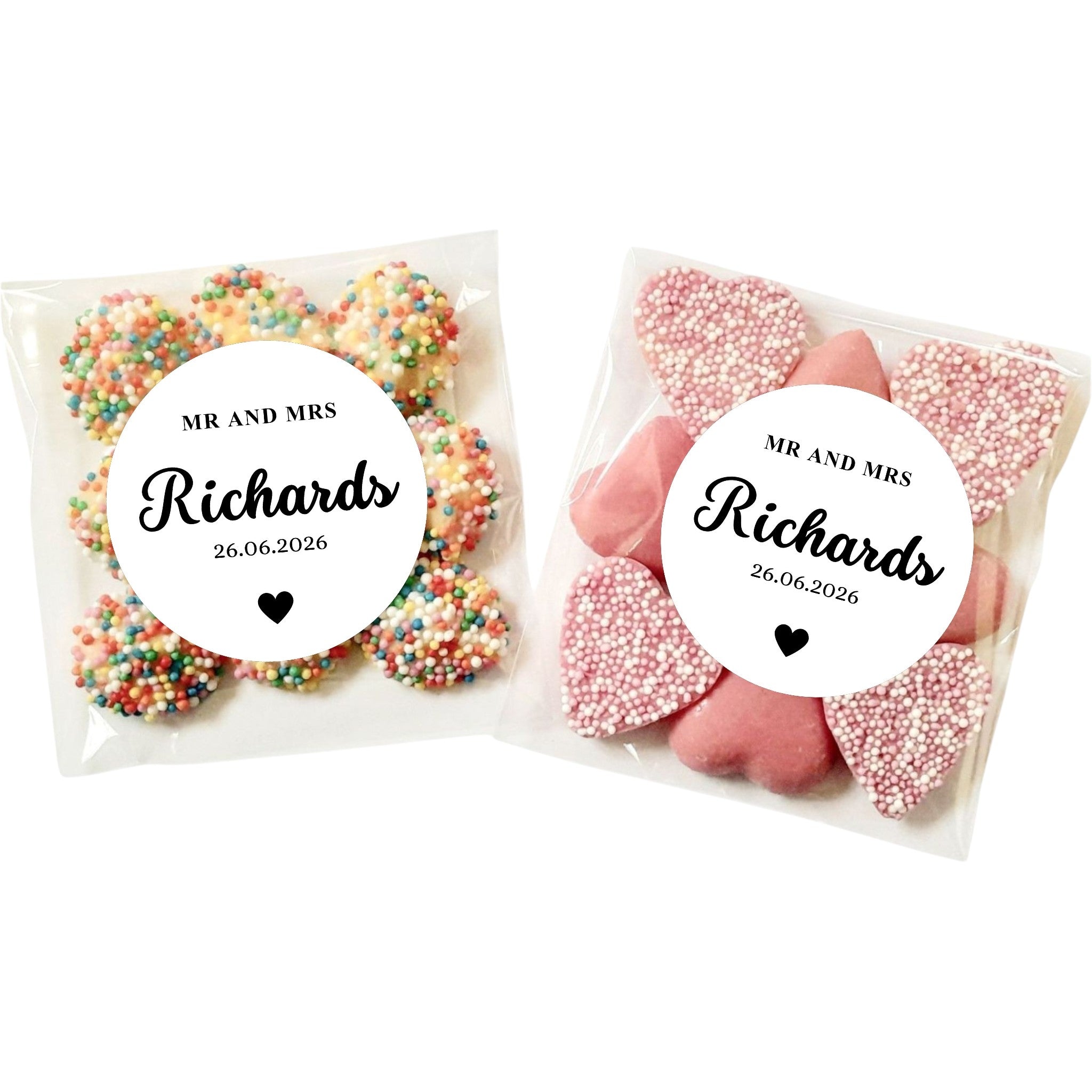 Personalised (Mr and Mrs) Wedding Favour lolly Bags & Sticker Set