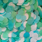 A mix of Seafoam Green, Blue and White Coloured Tissue Paper Confetti Circles.