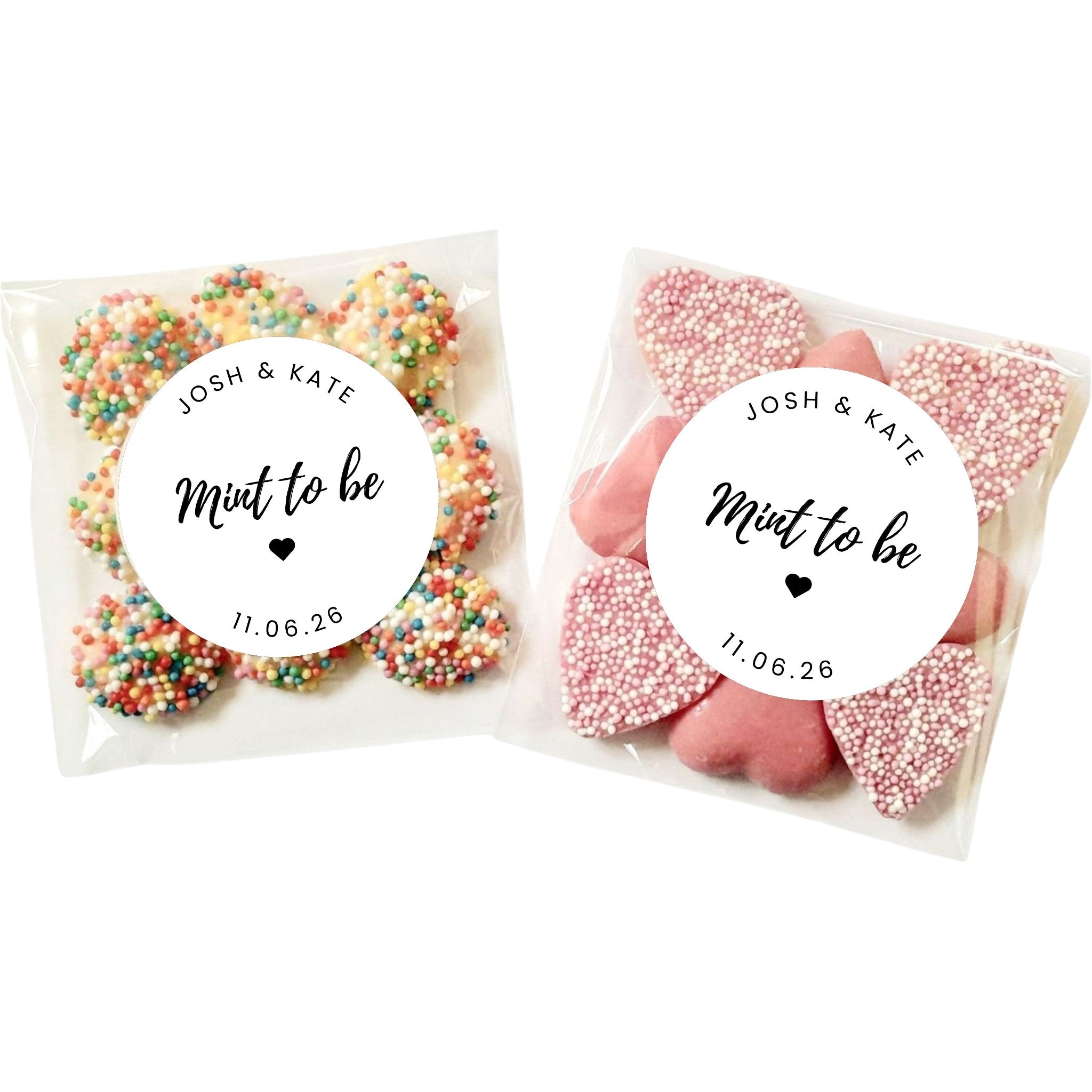 Personalised Wedding Favour lolly Bags (Mint To Be) Sticker Set