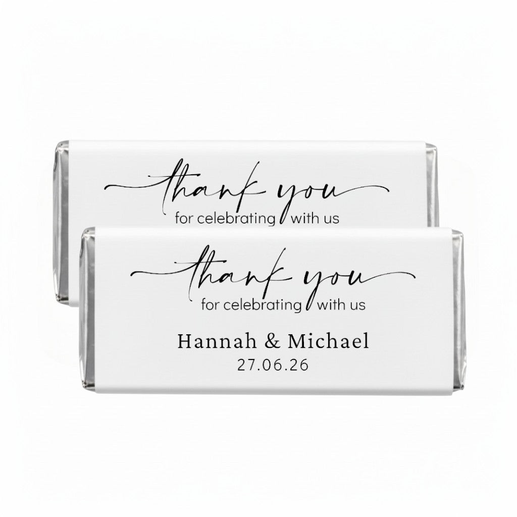 Personalised (Thank You) Wedding Favour Chocolate Bar Wrappers