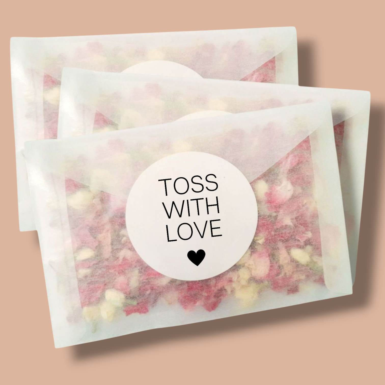 Biodegradable Wedding Confetti Bag with toss with love sticker 
