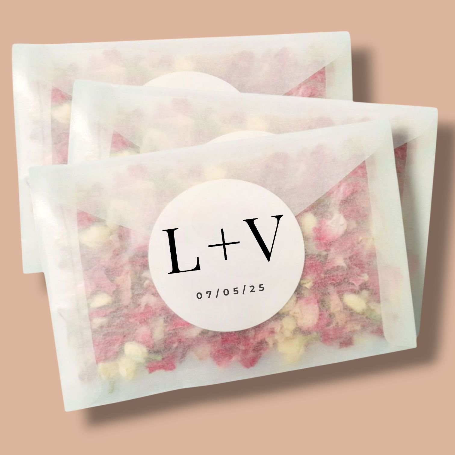 Personalised Wedding Confetti Bags & Sticker Set